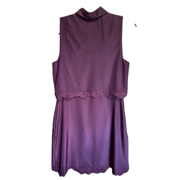 Parker NWT Cordovan Overlay Lace Dress Sleeveless Mini Burgundy Size Medium - Picture 5 of 12